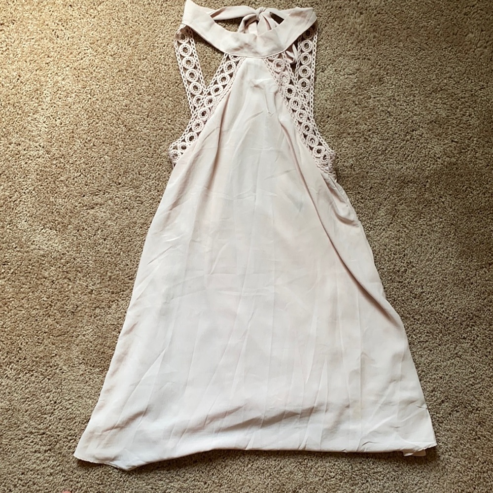 Blush pink open back dress
